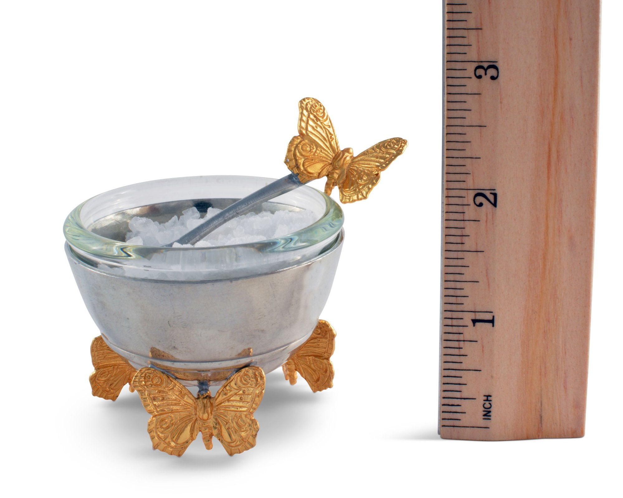 Vagabond House Serveware Vagabond House Gold Butterfly Salt Cellar With Spoon
