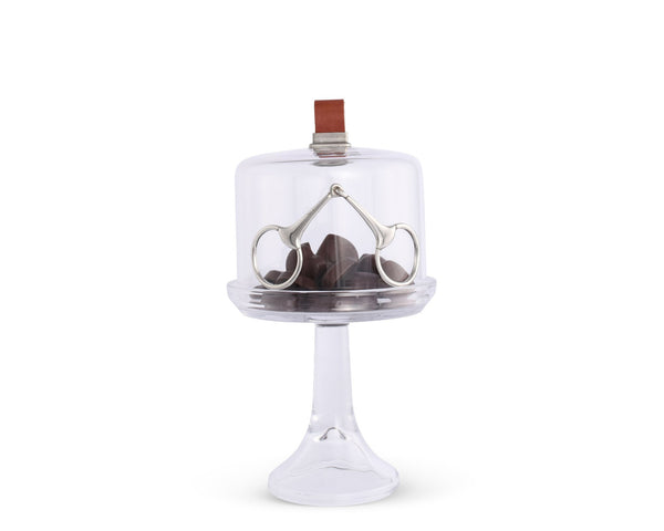 Vagabond House Serveware Vagabond House Horse Bit Glass Covered Dessert Stand, Short