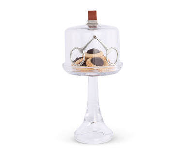 Vagabond House Serveware Vagabond House Horse Bit Glass Covered Dessert Stand, Tall