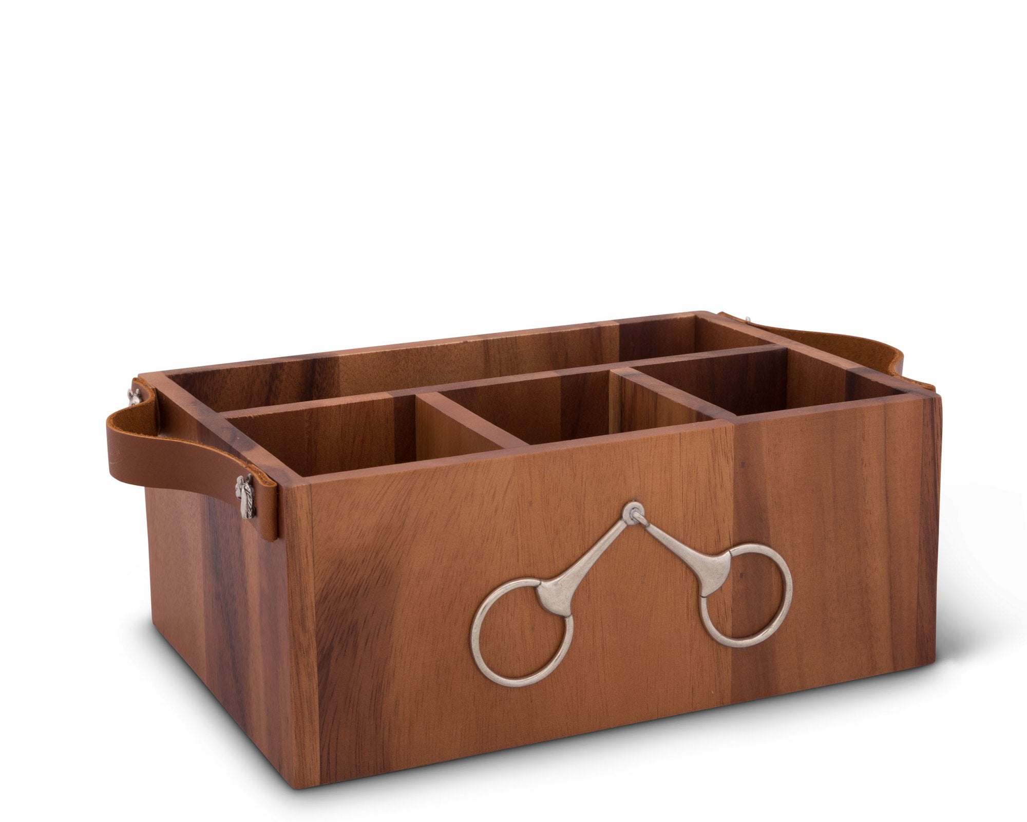 Vagabond House Serveware Vagabond House Horse Bits Leather Handles Flatware Caddy