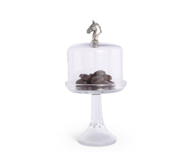Vagabond House Serveware Vagabond House Horse Glass Covered Dessert Stand, Short