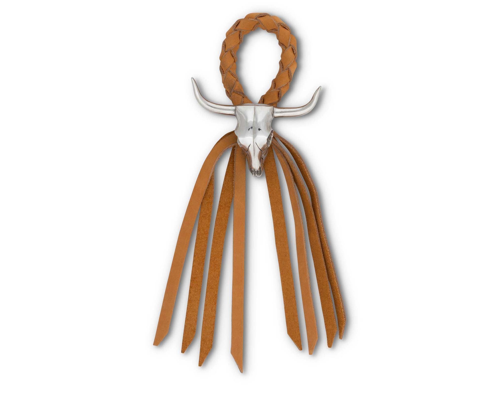 Vagabond House Long Horn Skull Leather Napkin Ring