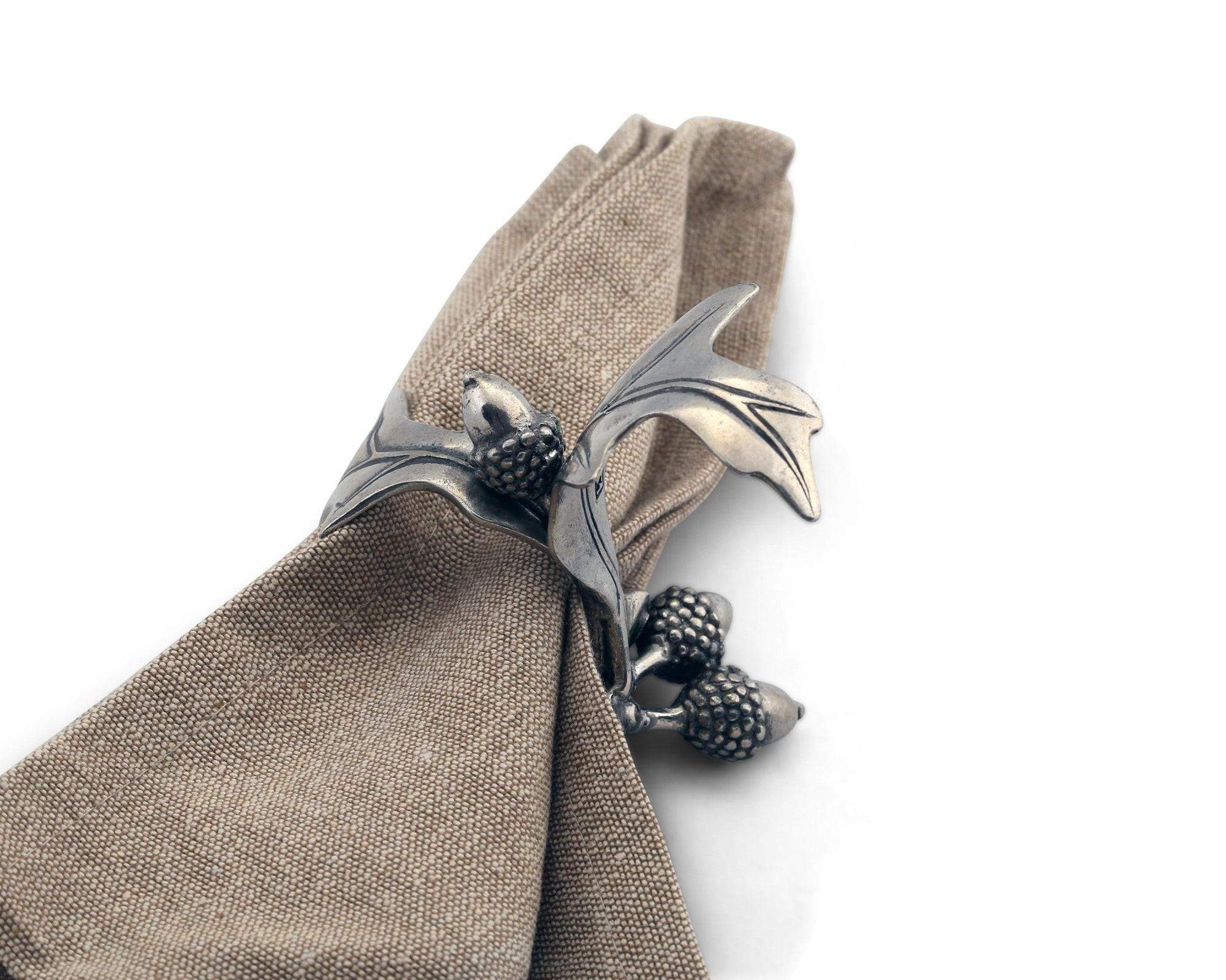 Vagabond House Pewter Acorn & Oak Leaf Napkin Ring