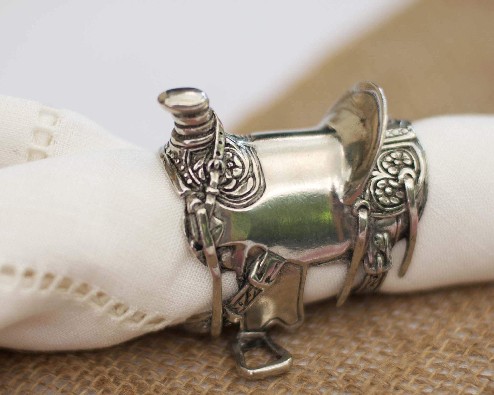 Vagabond House Pewter Cowboy Saddle Napkin Ring