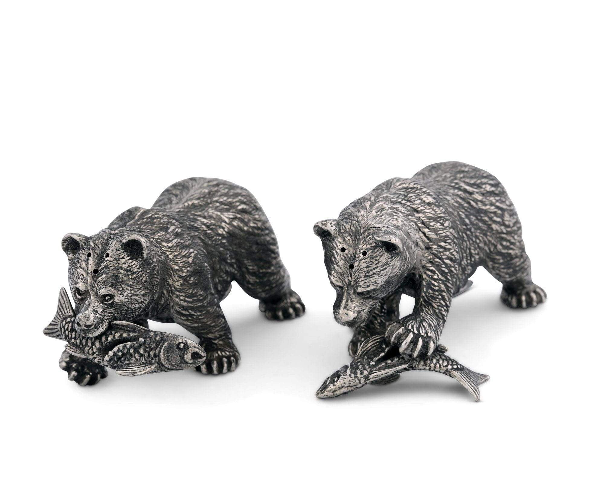 Vagabond House Pewter Fishing Bear Salt & Pepper Set