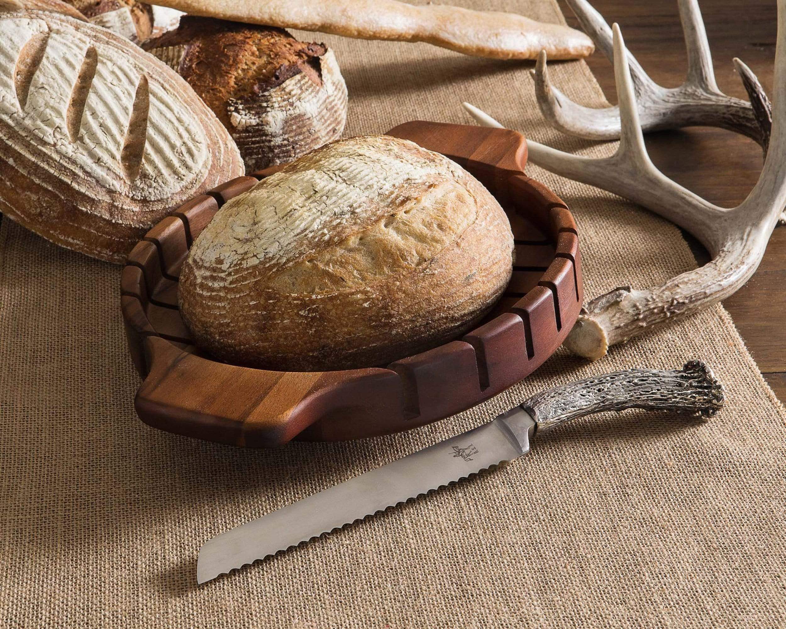 Vagabond House Serveware Vagabond House Round Bread Board with Pewter Antler Knife