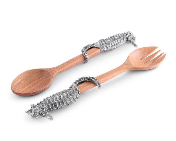 Vagabond House Serveware Vagabond House Salad Serving Set - Sea Life - Sea Horse