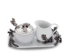 Vagabond House Stoneware Creamer Set - Pewter Acorn & Oak Leaf