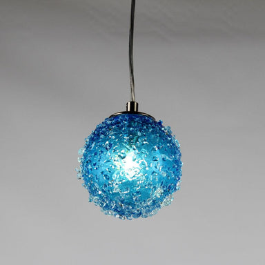 Viz Art Glass Lighting Chrome Cosmopolitan Chandelier - Aqua Snowball Glass 5 Pendant
