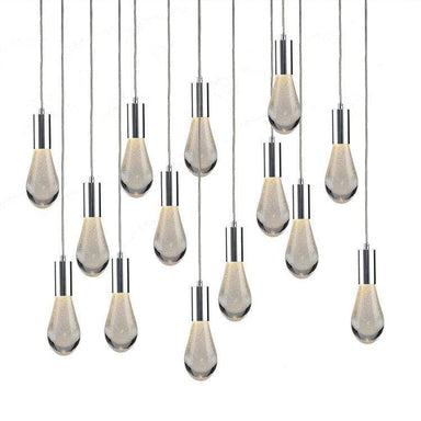 Viz Art Glass Lighting Chrome Cosmopolitan Chandelier - Bubbled Drop Glass 14 Pendant