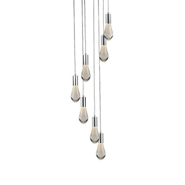 Viz Art Glass Lighting Chrome Cosmopolitan Chandelier - Bubbled Drop Glass 7 Pendant