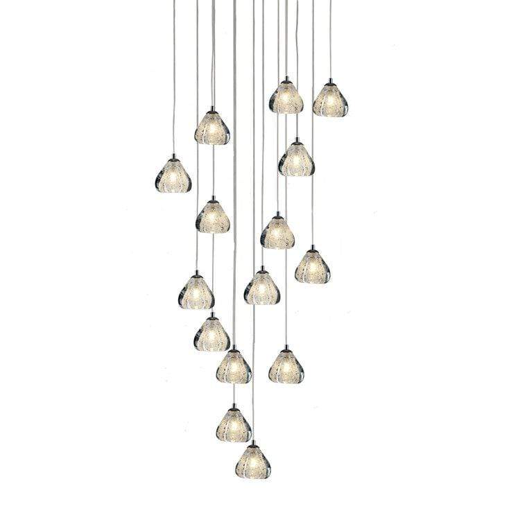 Viz Art Glass Lighting Chrome Cosmopolitan Chandelier - Clear Bubbled Triangle Glass 15 Pendant