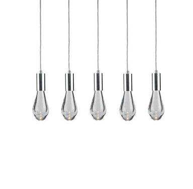 Viz Art Glass Lighting Chrome Cosmopolitan Chandelier -Clear Drop Glass 5 Pendant