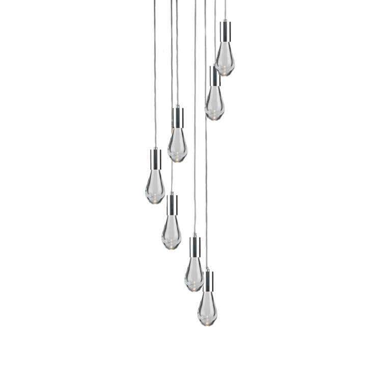 Viz Art Glass Lighting Chrome Cosmopolitan Chandelier - Clear Drop Glass 7 Pendant