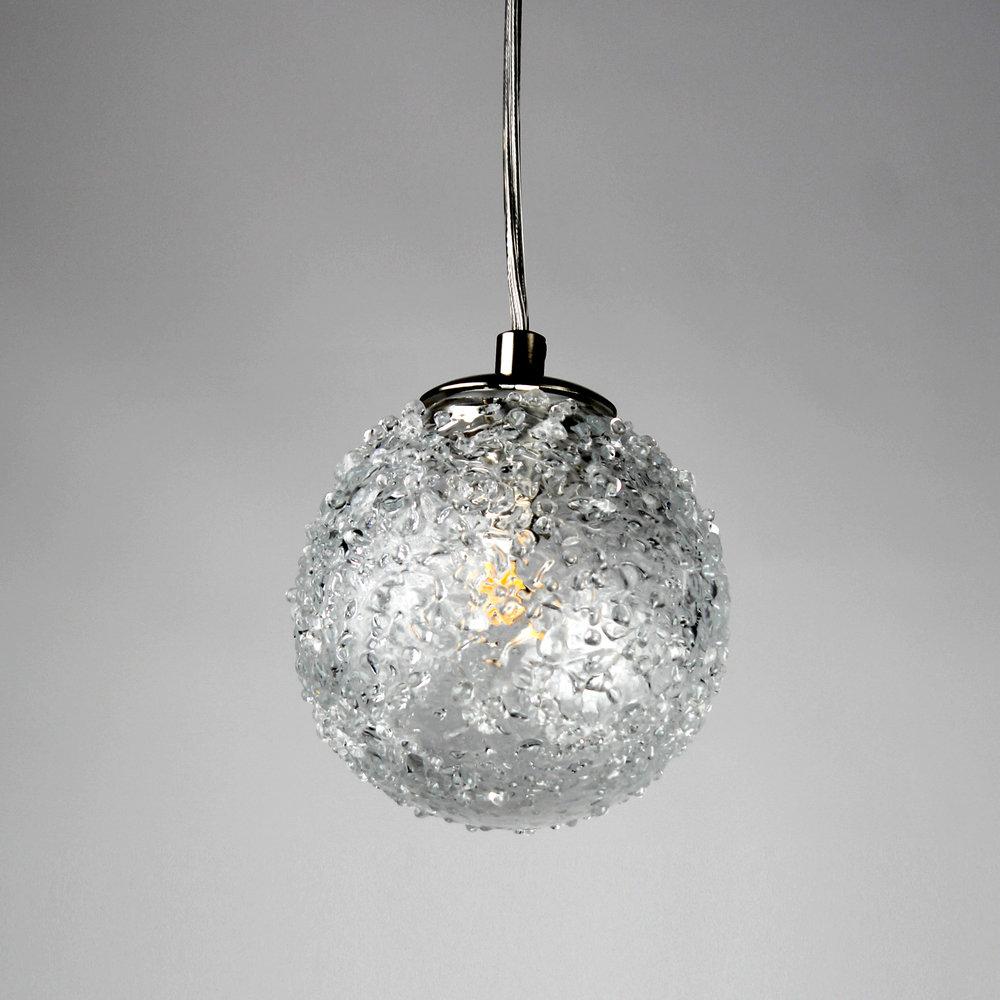 Viz Art Glass Lighting Chrome Cosmopolitan Chandelier - Clear Snowball Glass 5 Pendant