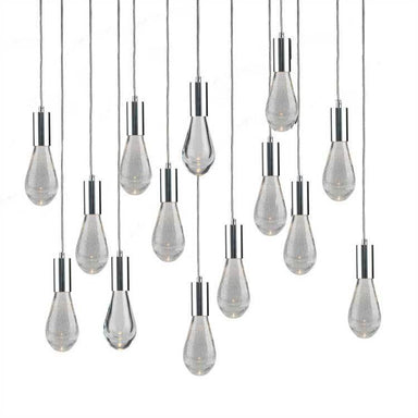 Viz Art Glass Lighting Chrome Cosmopolitan Chandelier - Crackled Drop Glass 14 Pendant