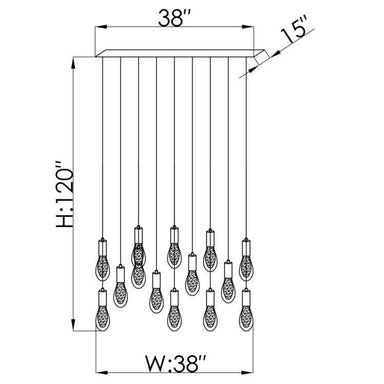 Viz Art Glass Lighting Chrome Cosmopolitan Chandelier - Crackled Drop Glass 14 Pendant