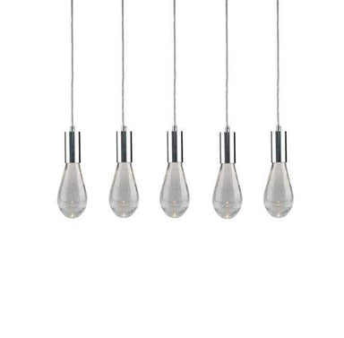 Viz Art Glass Lighting Chrome Cosmopolitan Chandelier - Crackled Drop Glass 5 Pendant