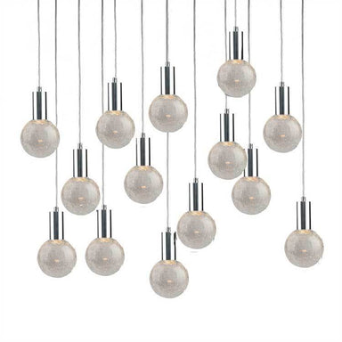 Viz Art Glass Lighting Chrome Cosmopolitan Chandelier - Crackled Round Glass 14 Pendant