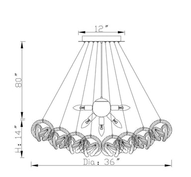 Viz Art Glass Lighting Infinity Chandelier -Metallic Silver 36"