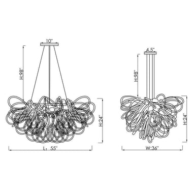 Viz Art Glass Lighting Orion Linear Chandelier Opaline by Viz Glass