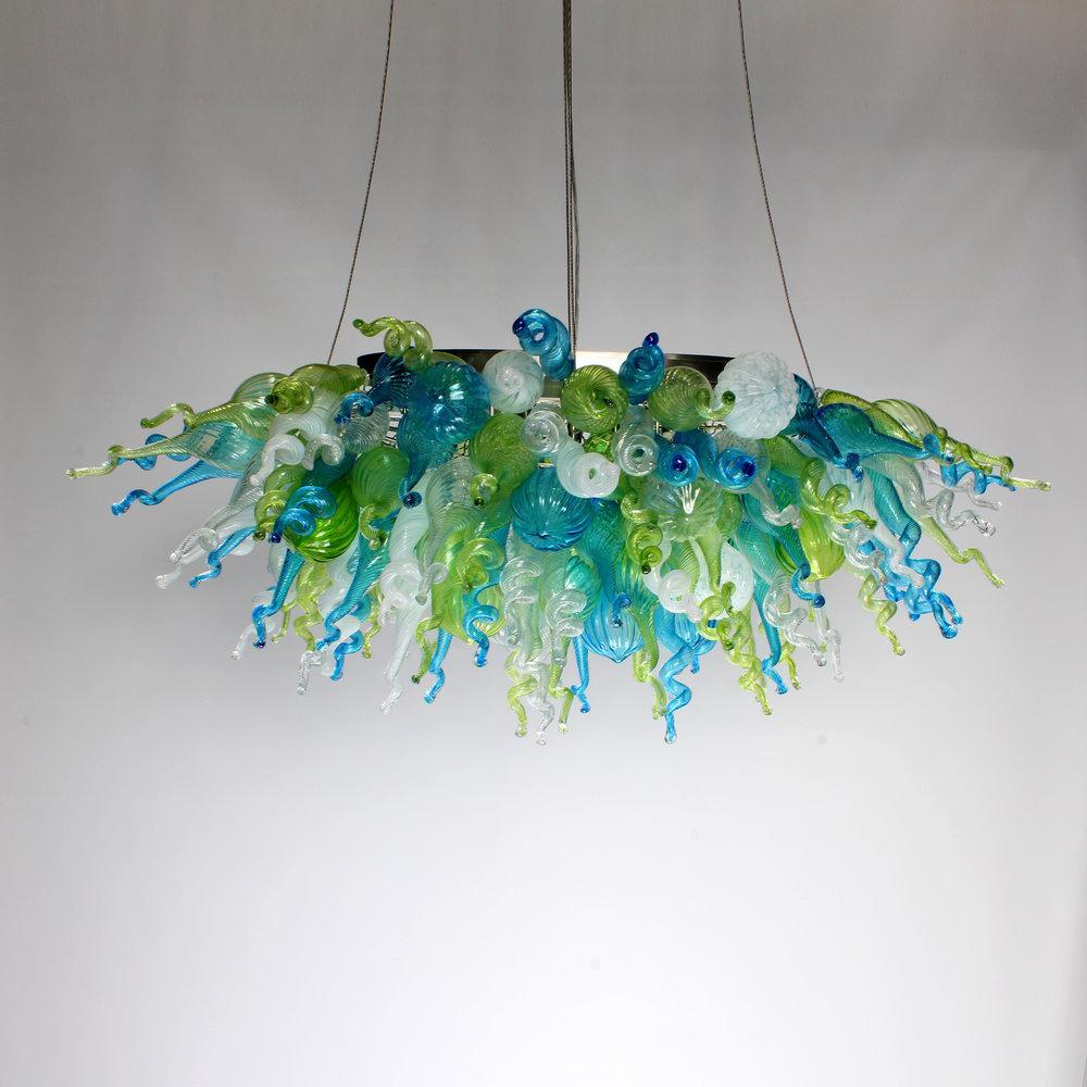 Viz Art Glass ColorSelect Linear Chandelier Mini Ocean Mist