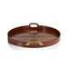 Zodax Home Decor Aspen Leather with Brass Handles Round Tray- 24"