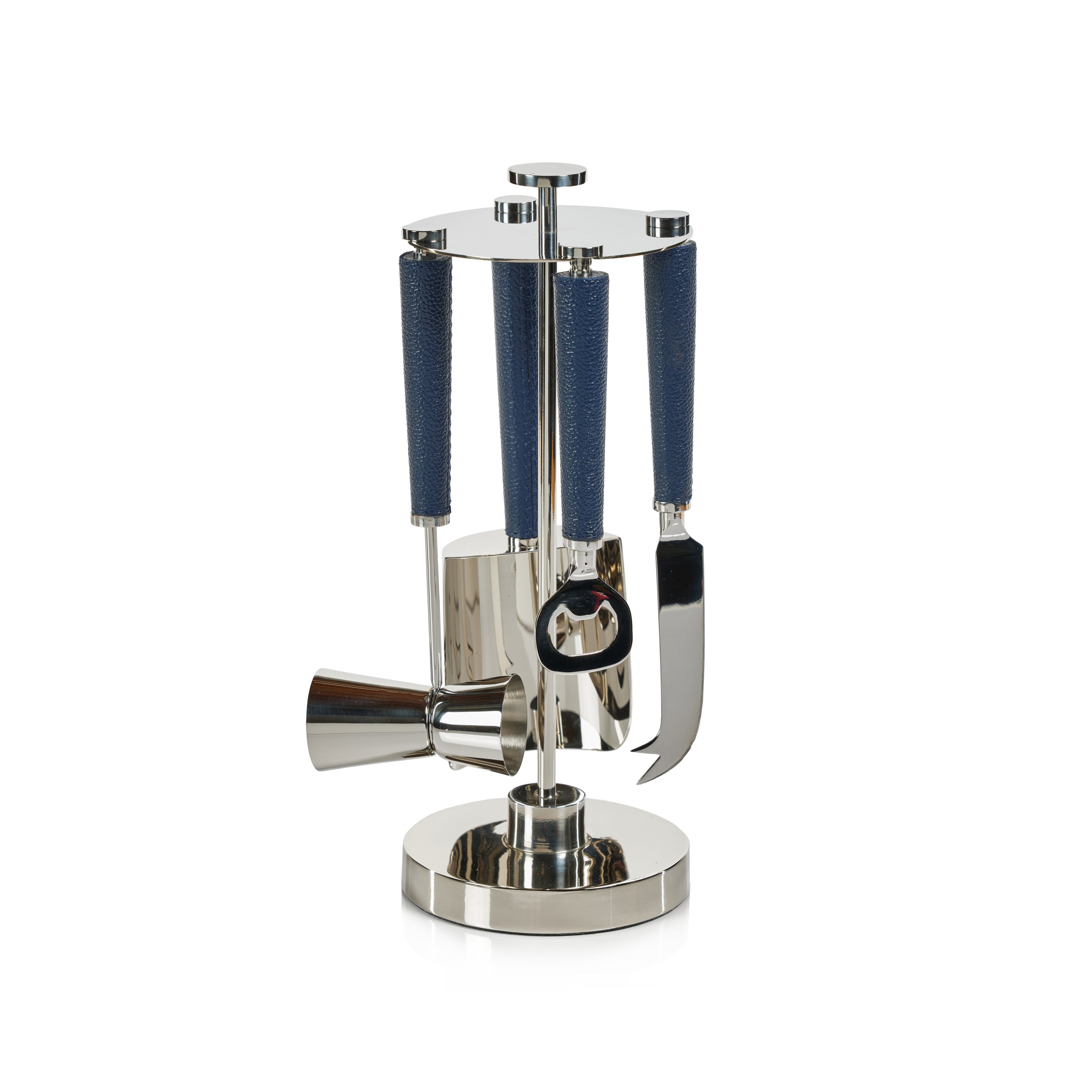 Zodax Home Decor Laguna Nickel & Leather Bar Tool Set