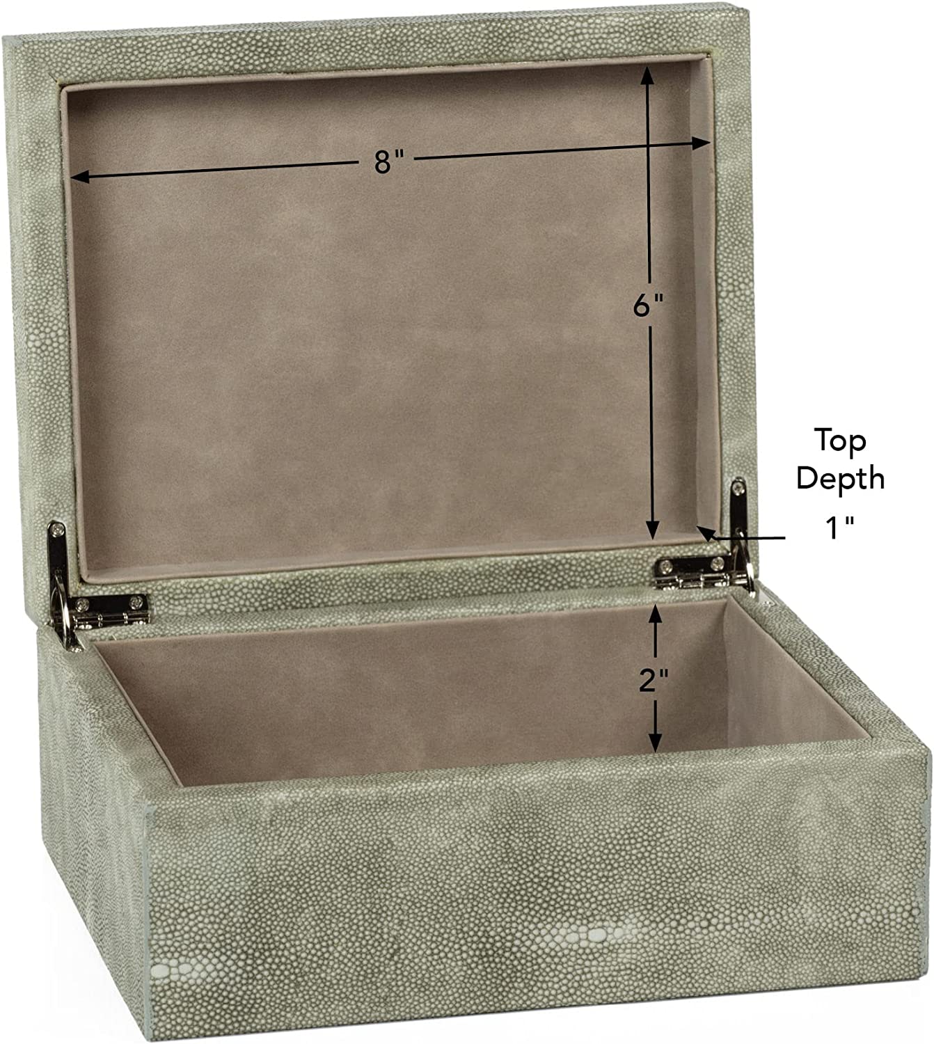 Zodax Home Decor Moorea Shagreen Leather Box (Suede Interior)- 9" x 7" x 4"