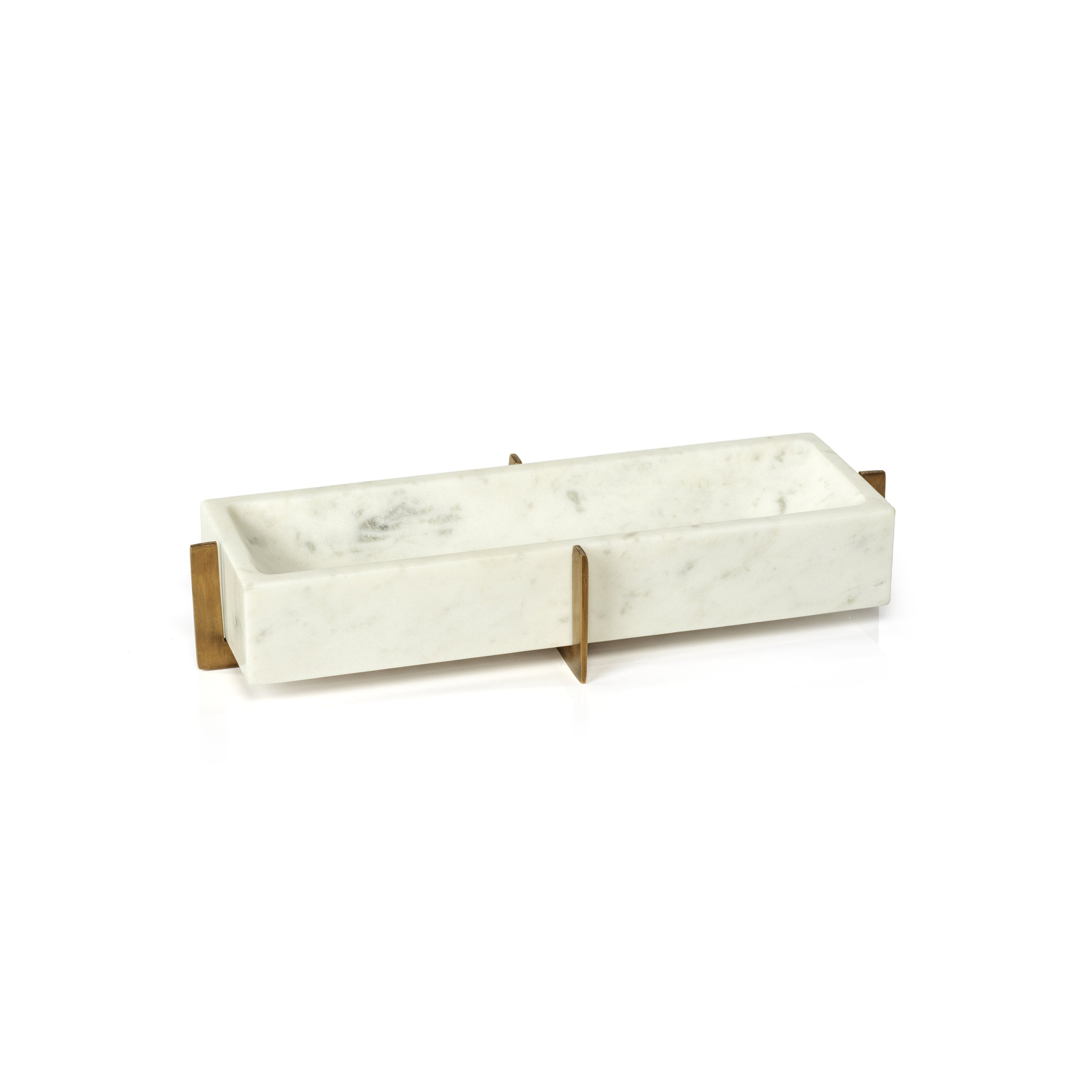 Zodax Home Decor Nairobi White Marble Tray on Metal Base