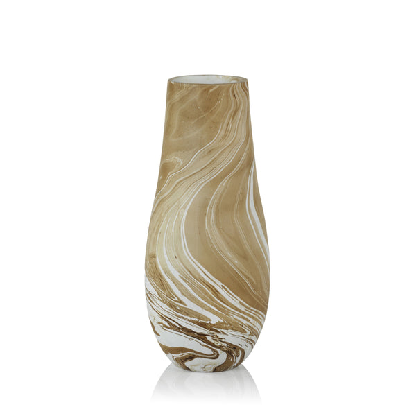 Zodax Home Decor Natural Latte Mango Wood Marbleized Vase- 6" x 14"