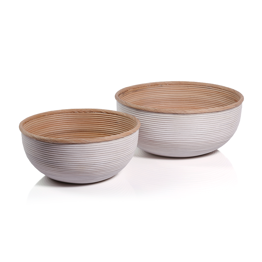 Zodax Home Decor Santo Set of 2 Rattan Bowls